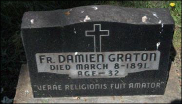 Headstone of Fr Damien Graton died March 8 1891 at age 32